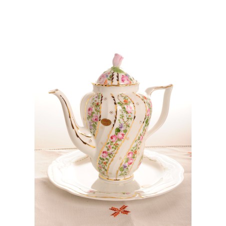 CAFFETTIERA CON PIATTO ROSE